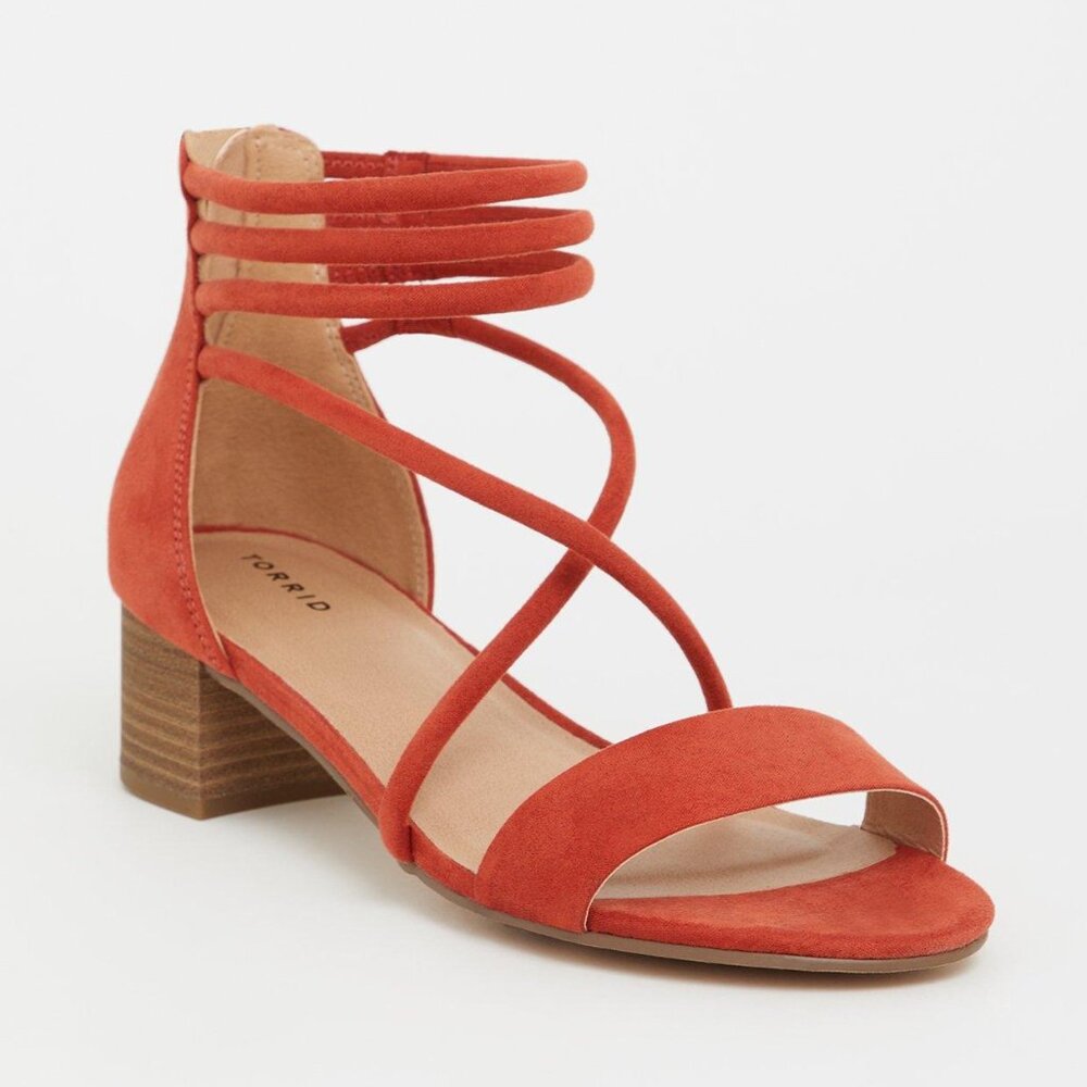Strappy Orange/Rust Low Block Heel (WW) size 10.5